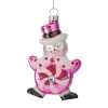 Peppermint Candy Snowman Glass Ornament< New