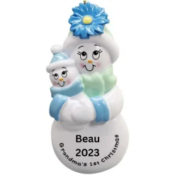 Personalized Blue Grandmas First Christmas Ornament< Fashion