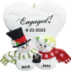Personalized Engaged Snowman Ornament< New