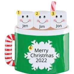 Personalized Family Of 3 Hot Cocoa Ornament | The Christmas Loft​​​​​​​< Hot