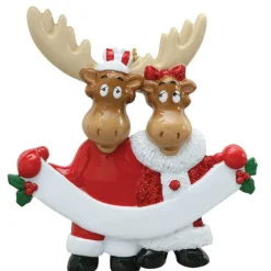 Personalized Moose Couple with Banner Ornament - The Christmas Loft< Outlet