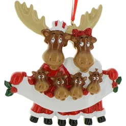 Personalized Moose Family Of 6 Ornament< Best