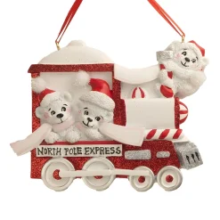 Personalized North Pole Express Polar Bear Family of 3 Ornament<Kurt Adler New