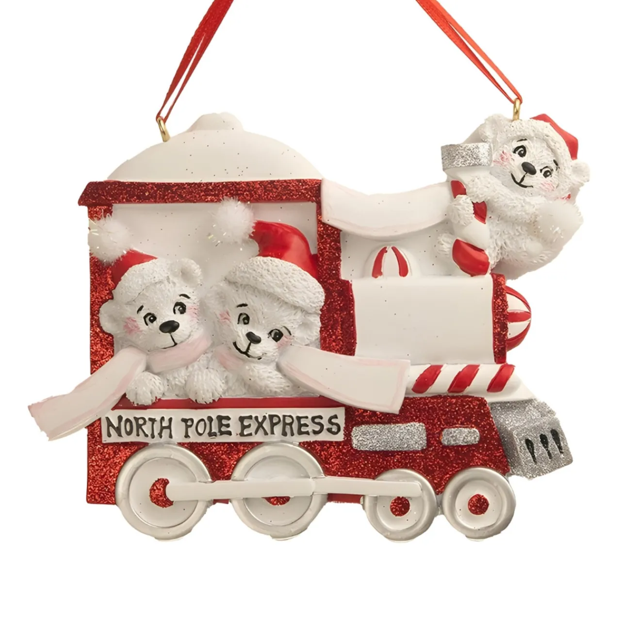 Personalized North Pole Express Polar Bear Family of 3 Ornament<Kurt Adler New