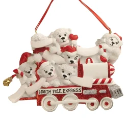 Personalized North Pole Express Polar Bear Family of 6 Ornament<Kurt Adler Hot