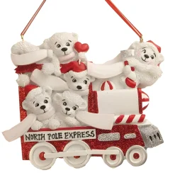 Personalized North Pole Express Polar Bear Family of 5 Ornament<Kurt Adler Discount