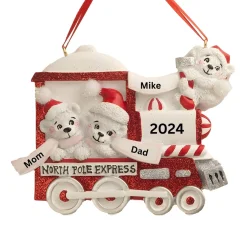 Personalized North Pole Express Polar Bear Family of 3 Ornament<Kurt Adler New