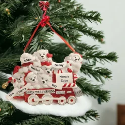 Personalized North Pole Express Polar Bear Family of 6 Ornament<Kurt Adler Hot
