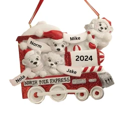 Personalized North Pole Express Polar Bear Family of 4 Ornament<Kurt Adler Clearance