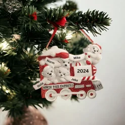 Personalized North Pole Express Polar Bear Family of 4 Ornament<Kurt Adler Clearance