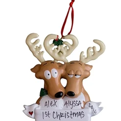 Personalized Reindeer Couple in Love Ornament - The Christmas Loft< Online