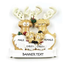 Personalized Reindeer Family of 4 Ornament - The Christmas Loft< Clearance