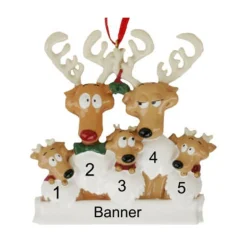 Personalized Reindeer Family of 5 Ornament - The Christmas Loft< Clearance