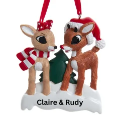 Personalized Rudolph The Red Nose Reindeer & Clarice Ornament<Kurt Adler Clearance