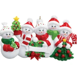 Personalized Snow Family of 5 Ornament | The Christmas Loft< Outlet
