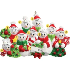 Personalized Snow Family of 9 Ornament | The Christmas Loft< Hot