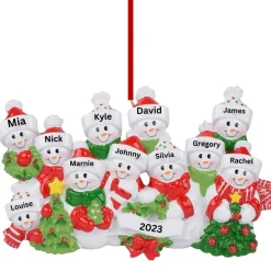 Personalized Snow Family of 11 Ornament< Outlet