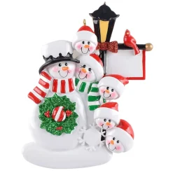 Personalized Snowman Lamp Post Family Of 6 Ornament< Best