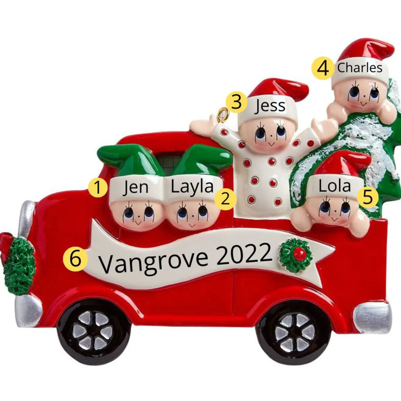Personalized Tree Day Family of 5 Ornament | The Christmas Loft< New