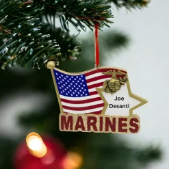Personalized U.S. Marine Corps Flag Star Ornament<Kurt Adler Online