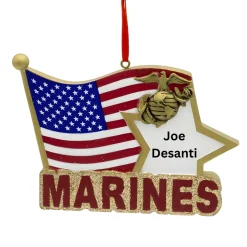 Personalized U.S. Marine Corps Flag Star Ornament<Kurt Adler Online
