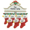 Personalized  White Mantle with 7 Red Stockings Ornament - The Christmas Loft< Best