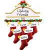 Personalized White Mantle with 6 Red Stockings Ornament - The Christmas Loft< Outlet