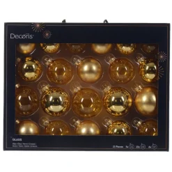 21 Piece Assorted Gold Glass Ornament Set< Clearance