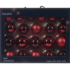 21 Piece Red Glass Ball Ornament Set< Best