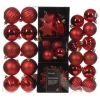 40 Piece Red Shatterproof Ornament Set< New