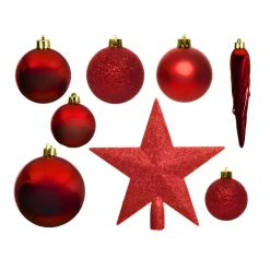 33 Piece Red Shatterproof Ornament Set< New