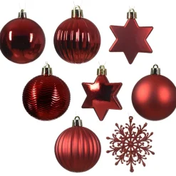 40 Piece Red Shatterproof Ornament Set< New