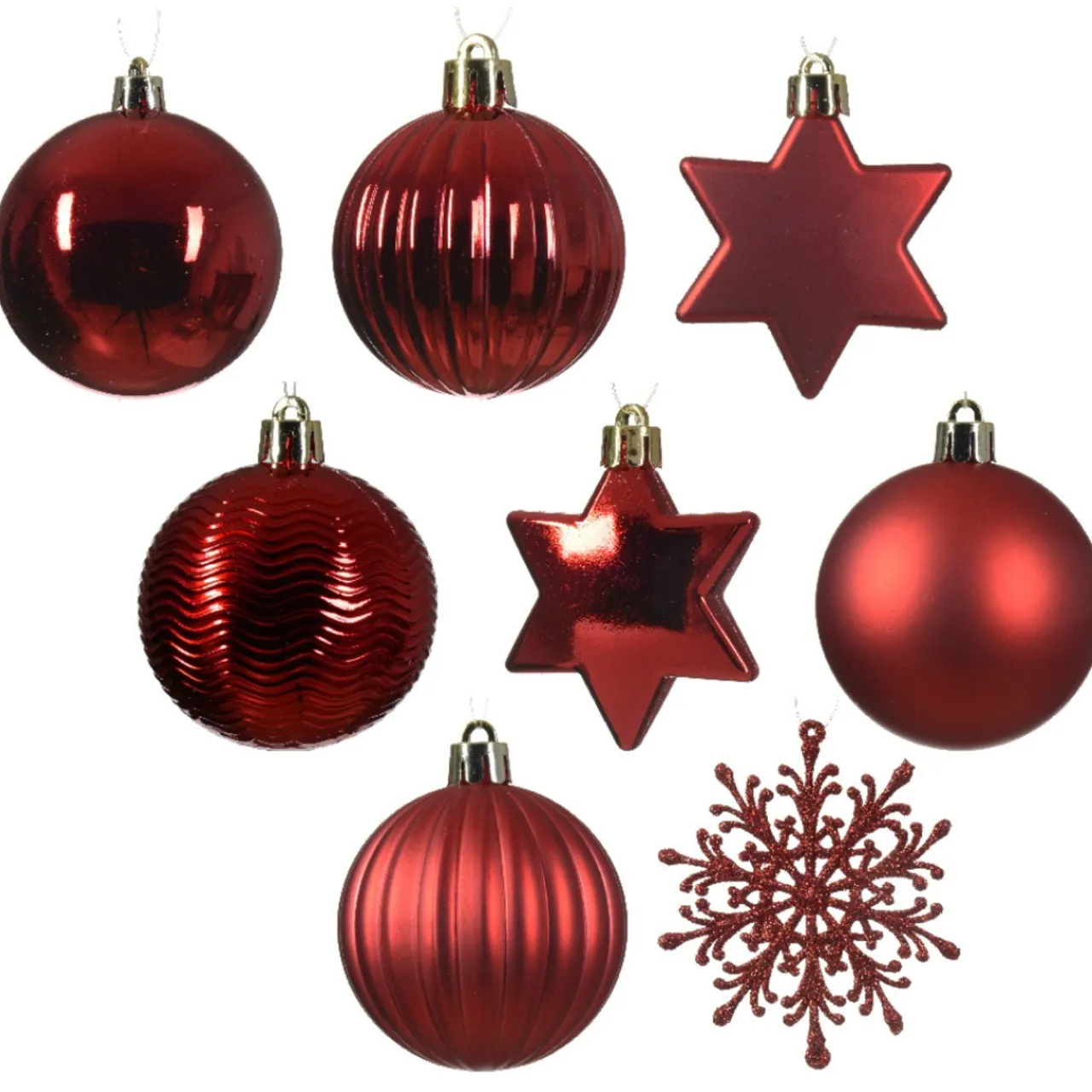 40 Piece Red Shatterproof Ornament Set< New