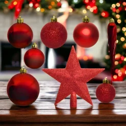 33 Piece Red Shatterproof Ornament Set< New