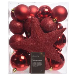33 Piece Red Shatterproof Ornament Set< New