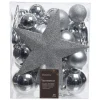 33 Piece Silver Shatterproof Ornament Set< Hot