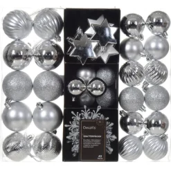 40 Piece Silver Shatterproof Ornament Set< Online