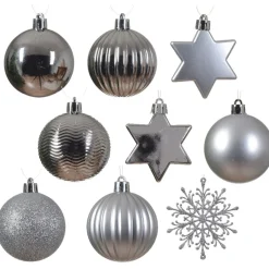 40 Piece Silver Shatterproof Ornament Set< Online