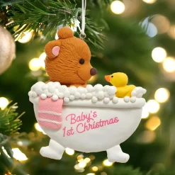 Pink Bear Tub First Christmas Ornament<Kurt Adler Best