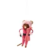 Pink Mouse Holding Skis Ornament< Sale