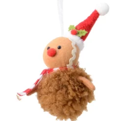 Plush Gingerbread With Red Santa Hat Ornament - The Christmas Loft< New