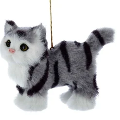 Plush Grey Stripe Cat Ornament - The Christmas Loft<Kurt Adler Best