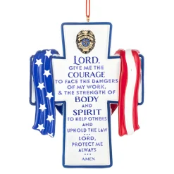 Police Protect Serve Courage Cross Ornament< Hot
