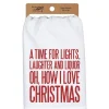 Primitives by Kathy Christmas Lights Laughter &amp; Liquor Cotton Kitchen Dish Towel< Best