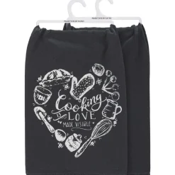Primitives by Kathy Kitchen Towel Cooking is Love Made Visible< Clearance