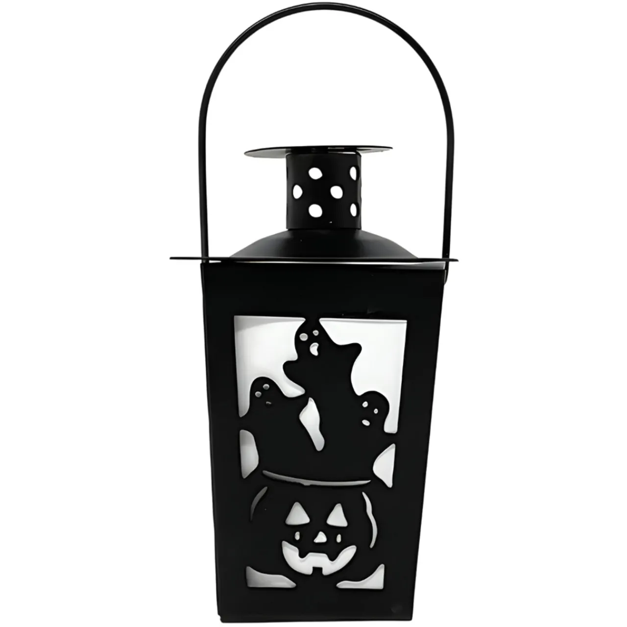 Pumpkin And Ghosts Silhouette Metal Lantern With Timer Tea Light< Discount