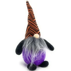 Purple and Orange Halloween Themed Light Up Flashing Gnome Figurine< Clearance