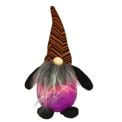Purple and Orange Halloween Themed Light Up Flashing Gnome Figurine< Clearance