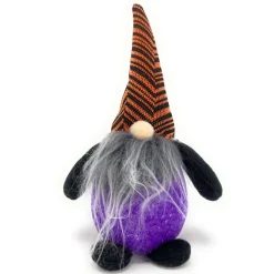 Purple and Orange Halloween Themed Light Up Flashing Gnome Figurine< Clearance