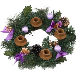 Purple Ribbon Advent Candle Wreath | The Christmas Loft< Fashion